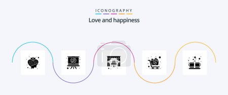 Illustration for Love Glyph 5 Icon Pack Including coffee. shopping. romance. love. wedding - Royalty Free Image
