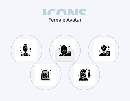 Ilustración de Mujer Avatar Glyph Icon Pack 5 Icon Design. Mujer. blogger. ocio. blog. salud - Imagen libre de derechos