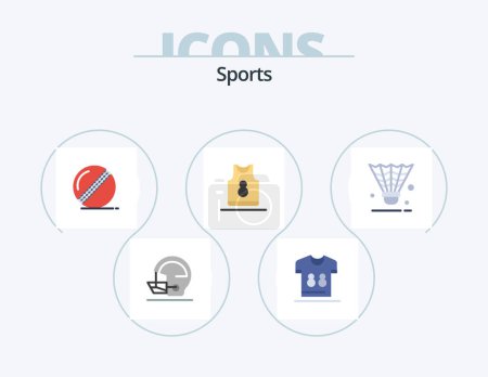 Ilustración de Sports Flat Icon Pack 5 Icon Design. Prendas. Deporte. Jugador. camisa. deporte - Imagen libre de derechos