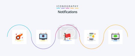 Illustration for Notifications Flat 5 Icon Pack Including message. chat. country. smartphone. mobile - Royalty Free Image