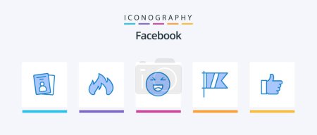 Illustration for Facebook Blue 5 Icon Pack Including like. flag. chat. sport. golf. Creative Icons Design - Royalty Free Image