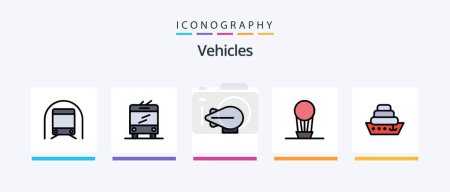 Illustration for Vehicles Line Filled 5 Icon Pack Including . train. zeppelin. tanker. Creative Icons Design - Royalty Free Image