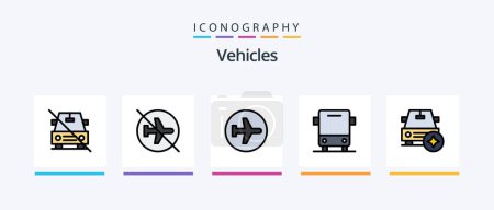 Téléchargez les illustrations : Vehicles Line Filled 5 Icon Pack Including . pickup. vehicles. car. transportation. Creative Icons Design - en licence libre de droit