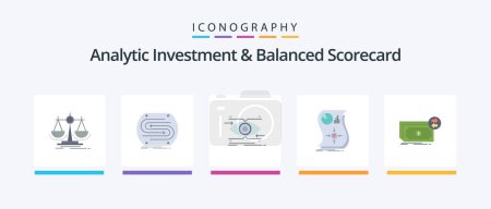 Illustration for Analytic Investment And Balanced Scorecard Flat 5 Icon Pack Including relationship. estimation. match. vision. focus. Creative Icons Design - Royalty Free Image