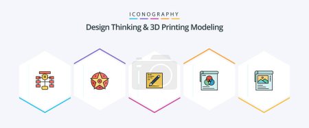 Ilustración de Design Thinking And D Printing Modeling 25 FilledLine icon pack including cleander. wallpaper. star. poster. education - Imagen libre de derechos
