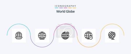 Ilustración de Globe Line 5 Icon Pack Incluido. Geografía. ubicación. Tierra. web - Imagen libre de derechos