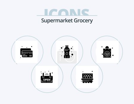 Illustration for Grocery Glyph Icon Pack 5 Icon Design. . purse. credit. ladies. plastic container - Royalty Free Image