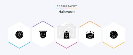 Ilustración de Halloween 25 Paquete de iconos de glifos incluyendo Halloween. moneda. Pascua. Da miedo. Halloween. - Imagen libre de derechos