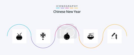 Téléchargez les illustrations : Chinese New Year Glyph 5 Icon Pack Including newyear. new. newyear. chinese. decoration - en licence libre de droit