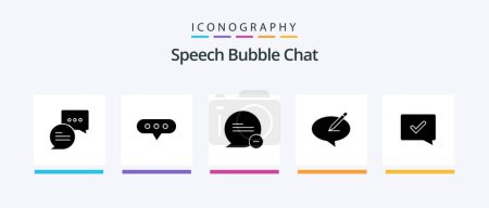 Illustration for Chat Glyph 5 Icon Pack Including speech. approve. less. pencile. note. Creative Icons Design - Royalty Free Image