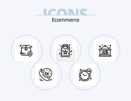 Ilustración de Ecommerce Line Icon Pack 5 Icon Design. peso. caja. Firma. Etiqueta. dólar - Imagen libre de derechos