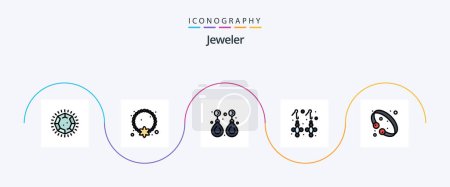 Ilustración de Jewellery Line Filled Flat 5 Icon Pack Including jewelry. fashion. pendant. earring. jewelry - Imagen libre de derechos