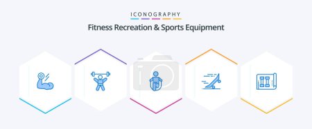 Illustration for Fitness Recreation And Sports Equipment 25 Blue icon pack including riding. fast. fitness. skipping. jumping - Royalty Free Image