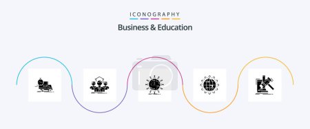 Illustration for Business And Education Glyph 5 Icon Pack Including seo. world. group. kids. network - Royalty Free Image