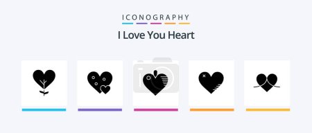 Illustration for Heart Glyph 5 Icon Pack Including report. like. gift. love. love. Creative Icons Design - Royalty Free Image