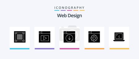 Téléchargez les illustrations : Web Design Glyph 5 Icon Pack Including design. setting. web. design. application. Creative Icons Design - en licence libre de droit