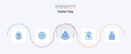 Illustration for Easter Blue 5 Icon Pack Including man. church. easter. christian. baby - Royalty Free Image