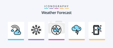 Illustration for Weather Line Filled 5 Icon Pack Including rain. snow. cloud. cloud. rainy. Creative Icons Design - Royalty Free Image