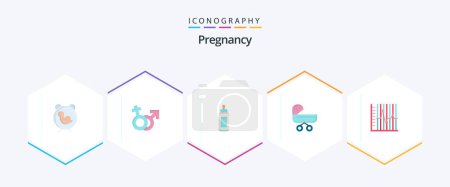 Illustration for Pregnancy 25 Flat icon pack including . baby. mars. child. feeder - Royalty Free Image