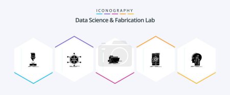 Illustration for Data Science And Fabrication Lab 25 Glyph icon pack including mobile. data. information. technical. skrewdriver - Royalty Free Image