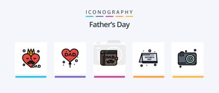 Téléchargez les illustrations : Fathers Day Line Rempli Pack de 5 icônes y compris empereur. la fête des pères. amour. Mon père. moustache. Icônes créatives Design - en licence libre de droit