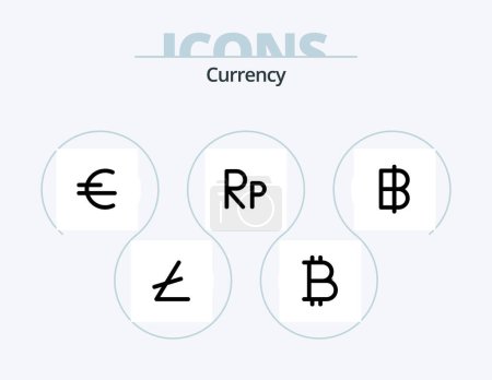 Ilustración de Currency Line Icon Pack 5 Icon Design. icelandic. currency. costa. krone. indonesian - Imagen libre de derechos