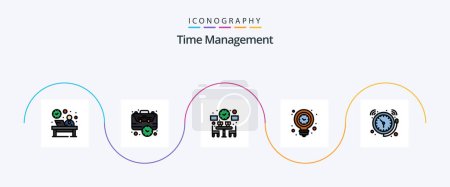 Ilustración de Línea de gestión del tiempo Lleno Flat 5 Icon Pack Incluyendo la luz. energía. gestión. Reloj. libre - Imagen libre de derechos