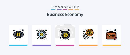 Téléchargez les illustrations : Economy Line Filled 5 Icon Pack Including dollar. stat. money. graph. analytic. Creative Icons Design - en licence libre de droit