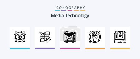 Illustration for Media Technology Line 5 Icon Pack Including chat. login. cloud. laptop. cloud. Creative Icons Design - Royalty Free Image