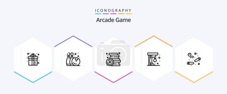 Téléchargez les illustrations : Arcade 25 Line icon pack including play. fun. play. punching ball. play - en licence libre de droit