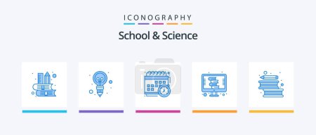 Téléchargez les illustrations : School And Science Blue 5 Icon Pack Including education. thesaurus. calendar. literature. digital. Creative Icons Design - en licence libre de droit