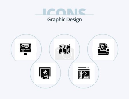 Ilustración de Diseño gráfico Glyph Icon Pack 5 Icon Design. periódico. herramienta. Recibido. Rodillo. diseño - Imagen libre de derechos