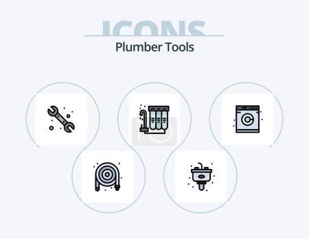 Illustration for Plumber Line Filled Icon Pack 5 Icon Design. sink. garbage. service. disposal. system - Royalty Free Image