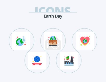 Illustration for Earth Day Flat Icon Pack 5 Icon Design. love. earth. ecology. earth. cake - Royalty Free Image