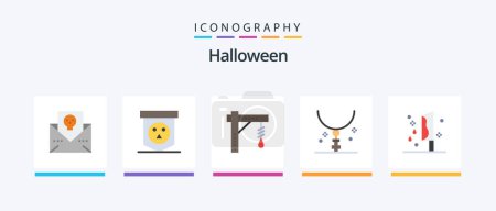 Téléchargez les illustrations : Halloween Flat 5 Icon Pack Including holiday. easter. skull. cross. halloween. Creative Icons Design - en licence libre de droit