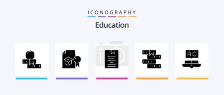 Ilustración de Education Glyph 5 Icon Pack Incluye conocimientos. Libro. Estudia. aprendiendo. educación. Diseño de iconos creativos - Imagen libre de derechos