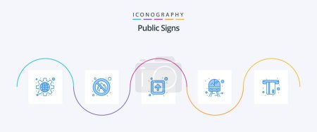 Illustration for Public Signs Blue 5 Icon Pack Including card. vehicle. arrow. train. public - Royalty Free Image