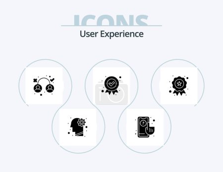 Ilustración de User Experience Glyph Icon Pack 5 Icon Design. award. quality. design. badge. social media - Imagen libre de derechos
