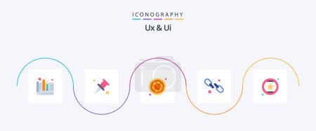 Téléchargez les illustrations : Ux And Ui Flat 5 Icon Pack Including recommend. favorite like. creative. evaluation. web - en licence libre de droit