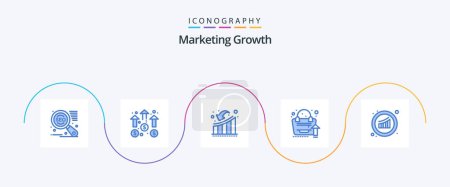 Ilustración de Marketing Growth Blue 5 Icon Pack Incluye el gráfico. Bolsa. Hombre de negocios. analítica. pérdida - Imagen libre de derechos