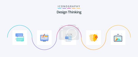 Téléchargez les illustrations : Design Thinking Flat Pack 5 Icônes y compris le cadre. image. format cdr. galerie. connaissance - en licence libre de droit