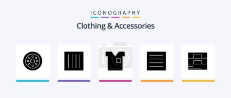 Téléchargez les illustrations : Clothing and Accessories Glyph 5 Icon Pack Including laundry. clothing. laundry. care. shirt. Creative Icons Design - en licence libre de droit