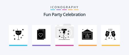 Ilustración de Party Glyph 5 Icon Pack Including . champagne. corkscrew. picture. celebration. Creative Icons Design - Imagen libre de derechos