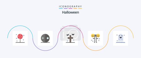 Illustration for Halloween Flat 5 Icon Pack Including scary. halloween. voodoo. eyed. yard - Royalty Free Image