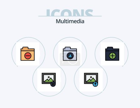 Téléchargez les illustrations : Conception d'icône remplie de ligne multimédia de paquet 5 d'icône. . navigateur. code. app. dossier - en licence libre de droit