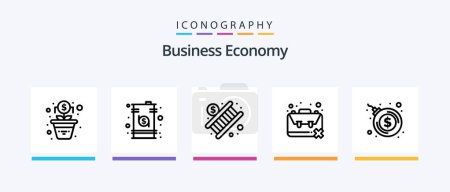 Téléchargez les illustrations : Economy Line 5 Icon Pack Including up. dollar. marketing. money. bank. Creative Icons Design - en licence libre de droit