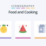 Food Flat 5 Icon Pack Including fruit. blueberry. raspberry. milk. canned. Creative Icons Design