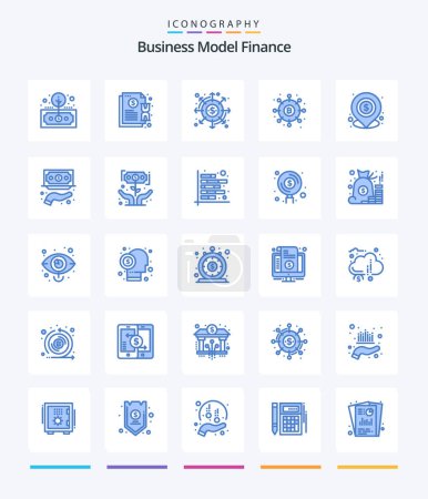 Téléchargez les illustrations : Creative Finance 25 Blue icon pack  Such As loan. banking. notification. payments. finance - en licence libre de droit