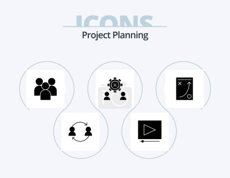 Téléchargez les illustrations : Project Planing Glyph Icon Pack 5 Icon Design. user. preference. employee. employee. team - en licence libre de droit