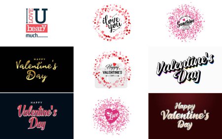 Illustration for Happy Valentine's Day typography poster with handwritten calligraphy text. isolated on white background - Royalty Free Image